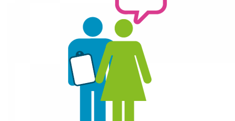 Colourful infographic of 2 figures one with a clipboard
