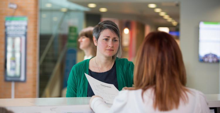 Woman at reception 