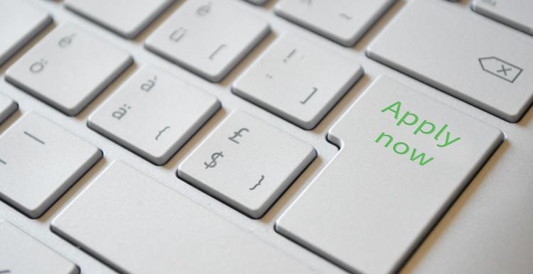 Apply for the BANES community pot fund Close up of keyboard with focus on apply now button