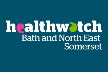 White Healthwatch Bath and North East Somerset logo on a dark blue background.