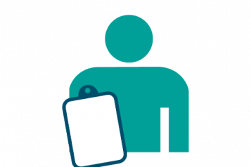 Infographic of a figure holding a clipboard